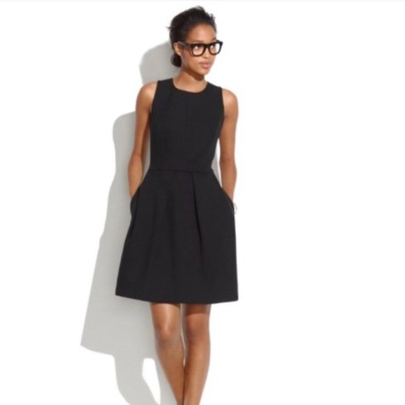Madewell Dresses Madewell New Black Neoprene Boxpleat Sleeveless